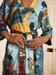 Orange Jungle Print Linen Blend Robe - Image 4 of 8