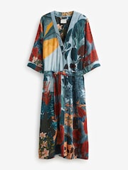 Orange Jungle Print Linen Blend Robe - Image 6 of 8