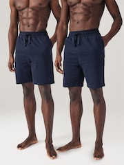 Navy Blue 100% Cotton Lightweight Joggers Shorts 2 Pack - Image 1 of 11