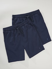 Navy Blue 100% Cotton Lightweight Joggers Shorts 2 Pack - Image 8 of 11