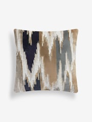 Navy Blue Zig Zag Cut Velvet 43 x 43cm Cushion - Image 2 of 4