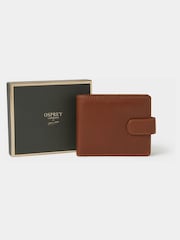 Cartera monedero de piel The O Deboss East West con cierre de botón de Osprey London - Imagen 1 de 6