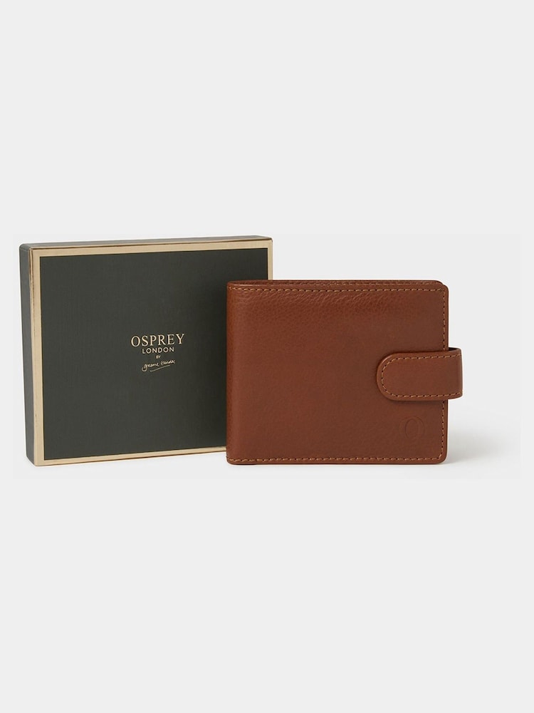 Cartera monedero de piel The O Deboss East West con cierre de botón de Osprey London - Imagen 1 de 6