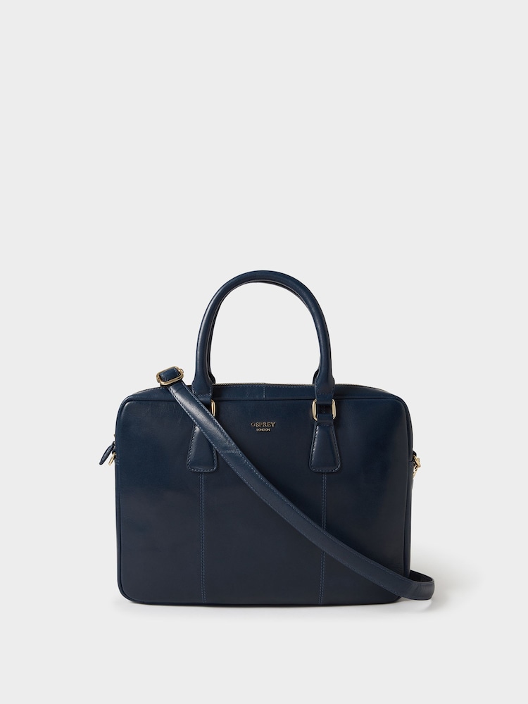 Osprey London Blue The Adaline Leather Laptop Bag - Image 1 of 6 Osprey London Blue The Adaline Leather Laptop Bag - Image 1 of 6
