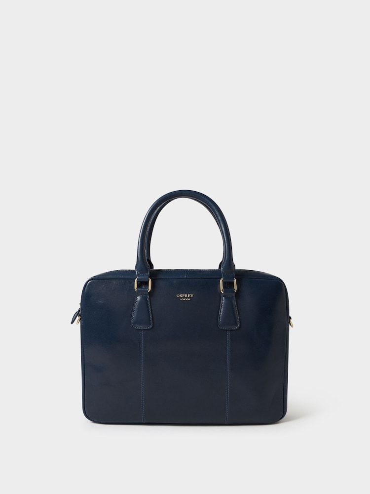 Osprey London Blue The Adaline Leather Laptop Bag - Image 2 of 6 Osprey London Blue The Adaline Leather Laptop Bag - Image 2 of 6