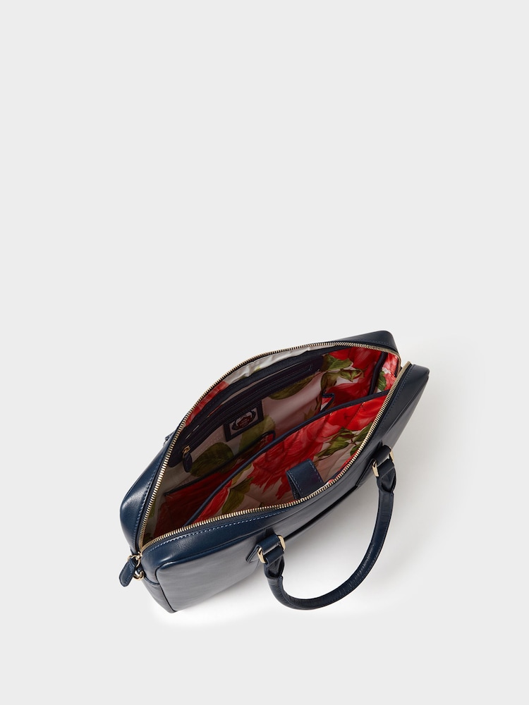Osprey London Blue The Adaline Leather Laptop Bag - Image 6 of 6 Osprey London Blue The Adaline Leather Laptop Bag - Image 6 of 6