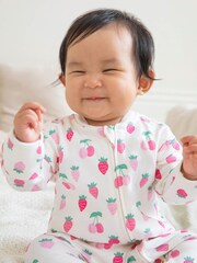 JoJo Maman Bébé Cream Berry Print Zip Sleepsuit - Image 2 of 6