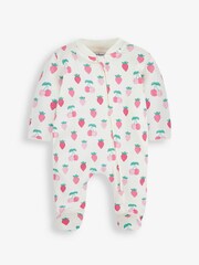 JoJo Maman Bébé Cream Berry Print Zip Sleepsuit - Image 3 of 6