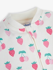 JoJo Maman Bébé Cream Berry Print Zip Sleepsuit - Image 4 of 6