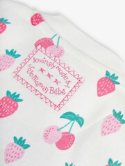 JoJo Maman Bébé Cream Berry Print Zip Sleepsuit - Image 6 of 6