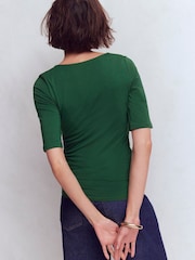 Boden Green Tia Ruched V-Neck Top - Image 3 of 6