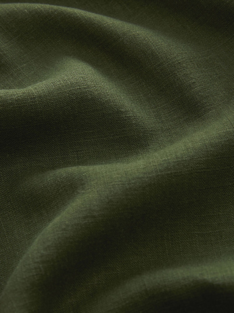 Зеленый хаки - Широкие брюки из льняной смеси - Image 6 of 6