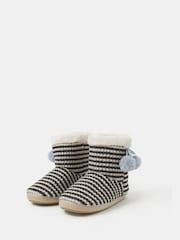 Accessorize Knitted Stripe Boot Slippers - Obraz 1 z 2