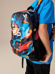 Orange Glitch Print Printed Backpack - Image 1 of 5
