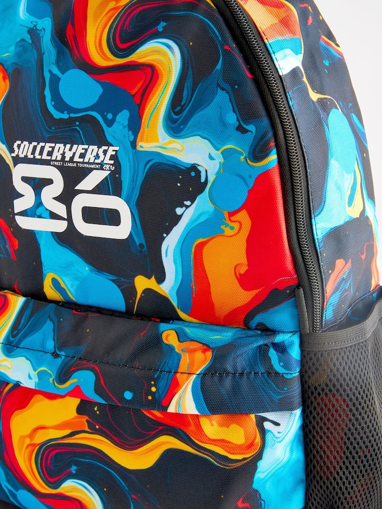 Orange Glitch Print Printed Backpack - Image 2 of 5