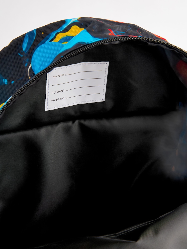 Orange Glitch Print Printed Backpack - Image 5 of 5