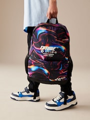 Purple Glitch Print Printed Backpack - Image 1 of 6