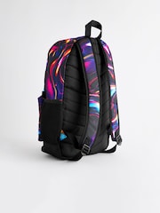 Purple Glitch Print Printed Backpack - Image 4 of 6