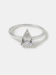 Accessorize Silver Sterling Pear Cut Engagement Ring - Image 1 of 2