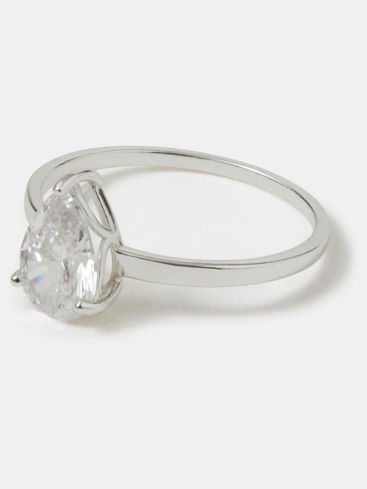Accessorize Silver Sterling Pear Cut Engagement Ring - Image 2 of 2