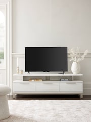 White Bronx Up to 65 inch, Floating Top Oak Effect Slim TV Unit - Image 1 of 9