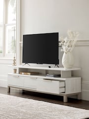 White Bronx Up to 65 inch, Floating Top Oak Effect Slim TV Unit - Image 3 of 9