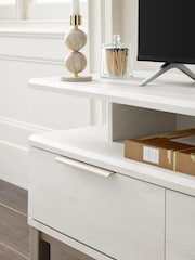 White Bronx Up to 65 inch, Floating Top Oak Effect Slim TV Unit - Image 4 of 9