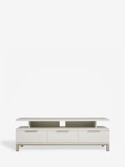 White Bronx Up to 65 inch, Floating Top Oak Effect Slim TV Unit - Image 5 of 9