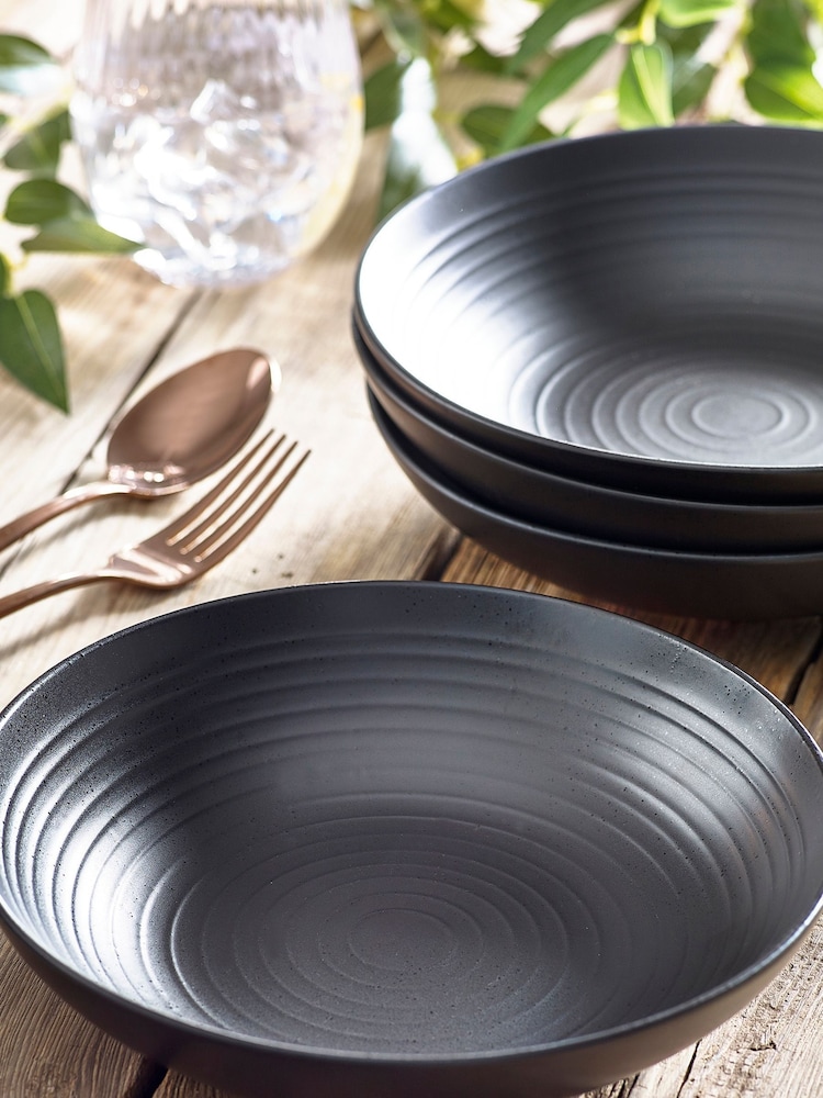 Black Bronx Set of 4 Pasta Bowls - Image 1 of 2