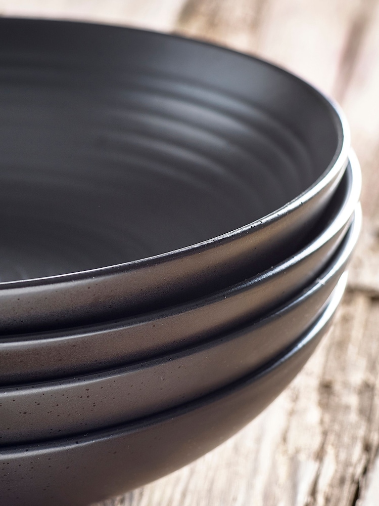 Black Bronx Set of 4 Pasta Bowls - Image 2 of 2