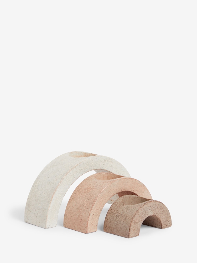 Set of 3 Natural Textured Arch Tealight Candle Holders - Image 1 of 7