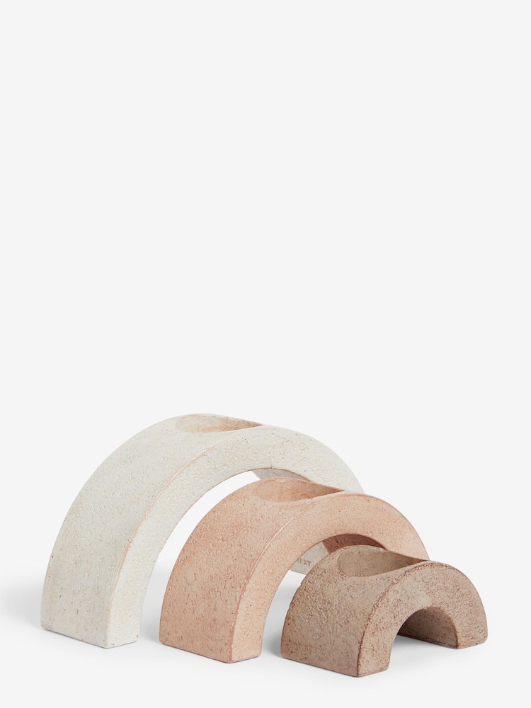 Set of 3 Natural Textured Arch Tealight Candle Holders - Image 5 of 7