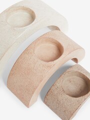Set of 3 Natural Textured Arch Tealight Candle Holders - Image 7 of 7