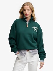 Superdry Green Country Club Appliqué Half Zip Jumper - Image 1 of 7