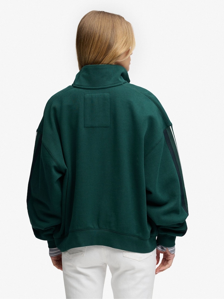 Superdry Green Country Club Appliqué Half Zip Jumper - Image 2 of 7 Superdry Green Country Club Appliqué Half Zip Jumper - Image 2 of 7
