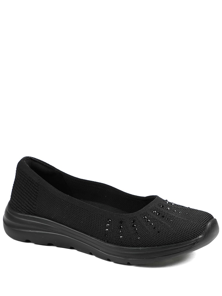 Pavers Black Wide Fit Memory Foam Sporty Pumps - Image 1 of 5