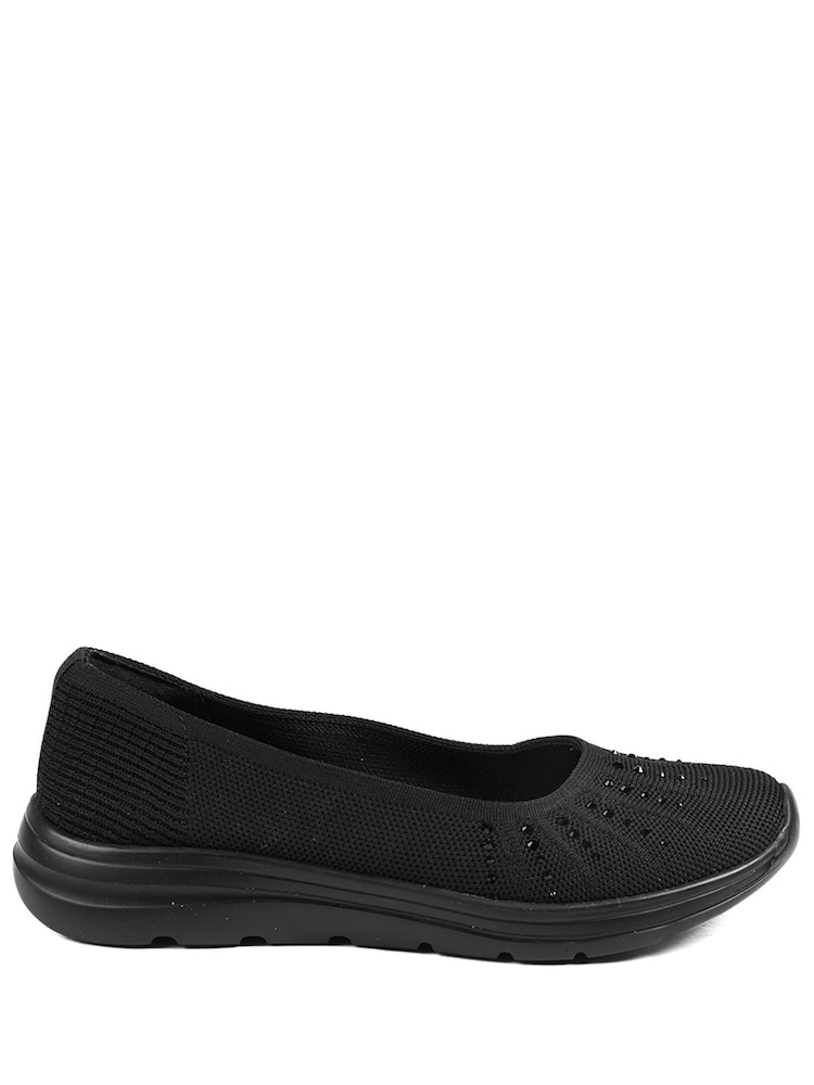 Pavers Black Wide Fit Memory Foam Sporty Pumps - Image 2 of 5