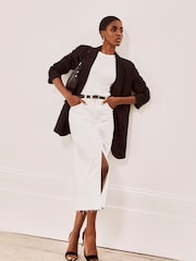 Mint Velvet White Denim Midi Skirt - Image 1 of 8