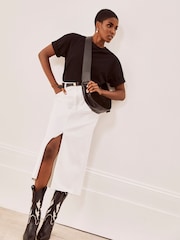 Mint Velvet White Denim Midi Skirt - Image 3 of 8