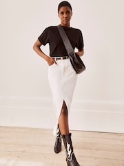 Mint Velvet White Denim Midi Skirt - Image 5 of 8