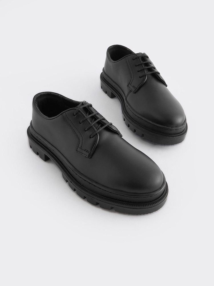 Black Lace Up School Shoes - Image 1 of 4