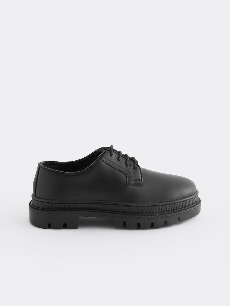 Black Lace Up School Shoes - Image 2 of 4