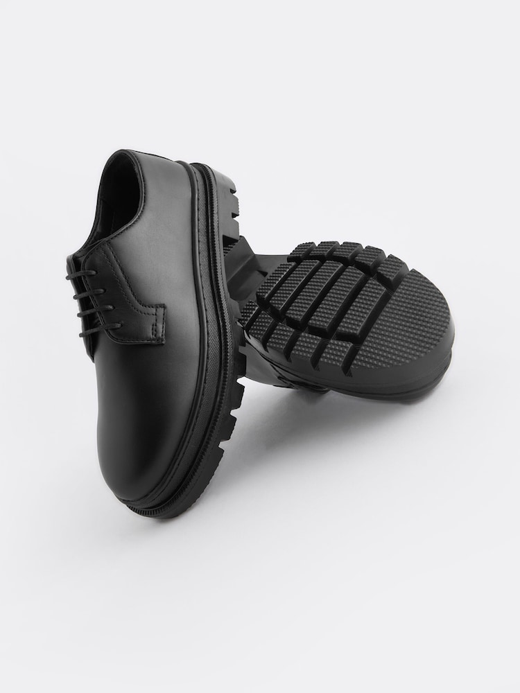 Black Lace Up School Shoes - Image 4 of 4