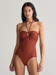 GANT Brown Halter Neck Swimsuit - Image 1 of 5