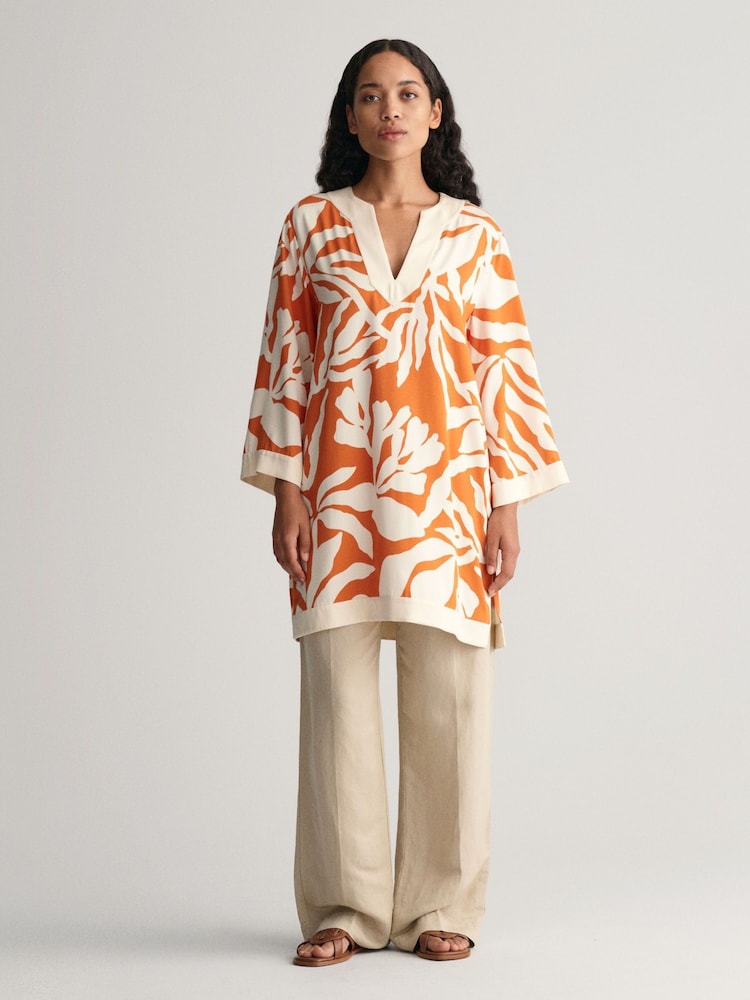 GANT Orange Magnolia Print Shirt Dress - Image 1 of 7