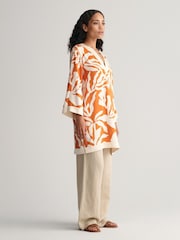 GANT Orange Magnolia Print Shirt Dress - Image 3 of 7