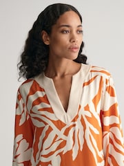 GANT Orange Magnolia Print Shirt Dress - Image 4 of 7