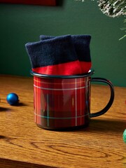 Red Tartan Mug with Socks Gift Set - Image 1 of 3