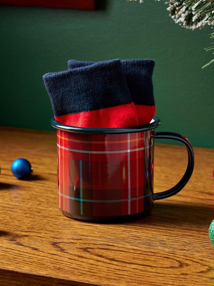 Red Tartan Mug with Socks Gift Set - Image 1 of 3