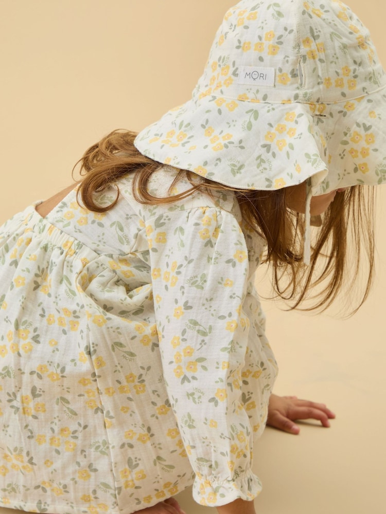 MORI Cream Floral Muslin Reversible Floppy Hat - Image 3 of 3 MORI Cream Floral Muslin Reversible Floppy Hat - Image 3 of 3